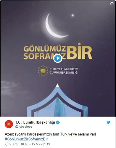 Azerbaycan'dan 'Gönlümüz Bir Soframız Bir' mesajı